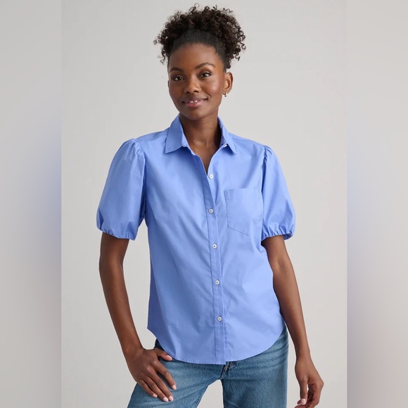 Women Untuckit Stretch Cotton Short-Sleeve Gail Shirt size 12 new - Picture 1 of 10